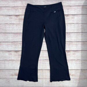 Alo Yoga Black Crop Flare Leggings Women's Small High Waist Slit Hem Workout